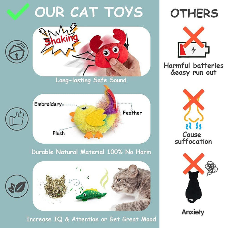 AWOOF Catnip Toys for Indoor Cats Interactive Cat Chew Toys 12 Pcs Cute Cartoon Cat Toys with Battle Catnip Boredom Relief Durable Kitty Bite Teeth Cleaning Toys - PawsPlanet Australia