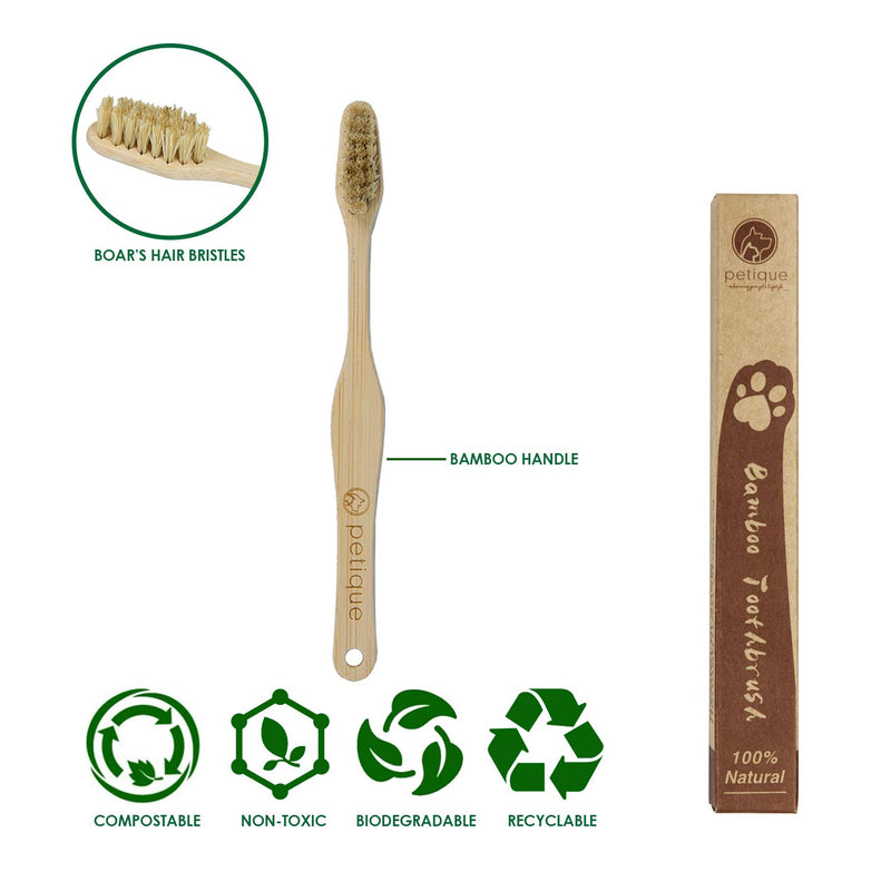 [Australia] - PETIQUE Eco Bamboo Toothbrush for Small Pets, Natural, One Size (TB01000003) 