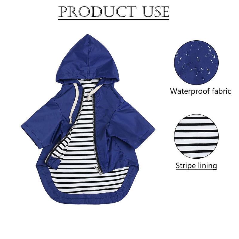 Stylish Premium Dog Raincoats - Dog Wear Yellow Zip Up Dog Raincoat with Reflective Buttons, Pockets, Rain/Water Resistant, Adjustable Drawstring -Blue -XS XS Blue - PawsPlanet Australia