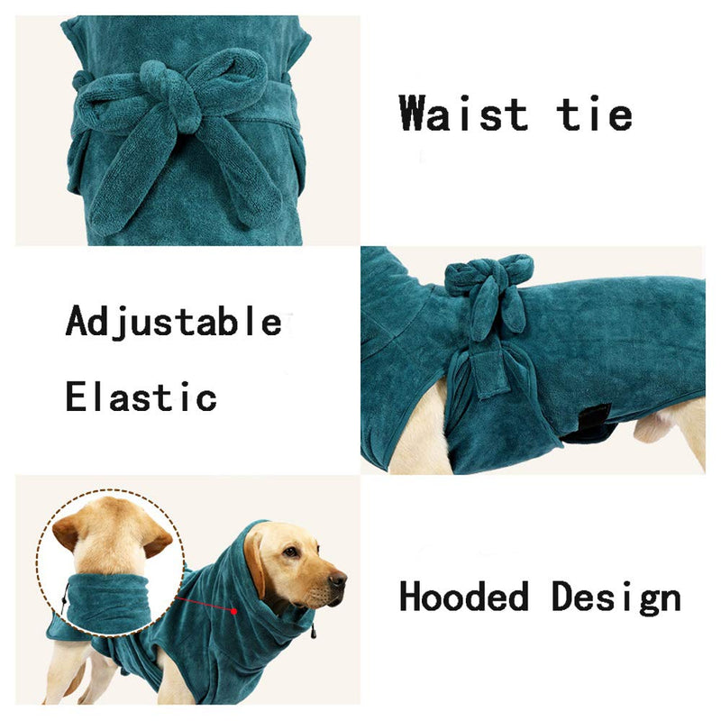 Nobranded Dog Bathrobe, Quick Drying Super Absorbent Bath Towel Adjustable Hooded Towels Coat for Dogs (XS) XS--Back length--25cm - PawsPlanet Australia