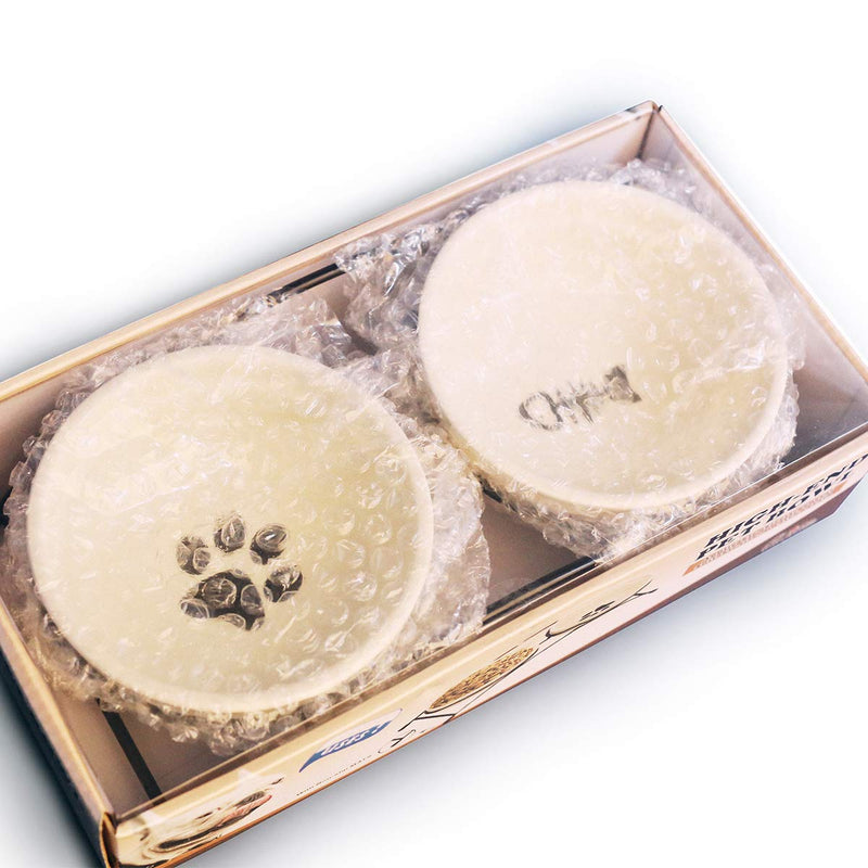 [Australia] - MushroomCat Pet Personalized Cute Feeder Double Ceramic Cat Dog Bowl Dishes Elevated Food and Water Bowls with Metal Raised Antiskid Stand Beige 