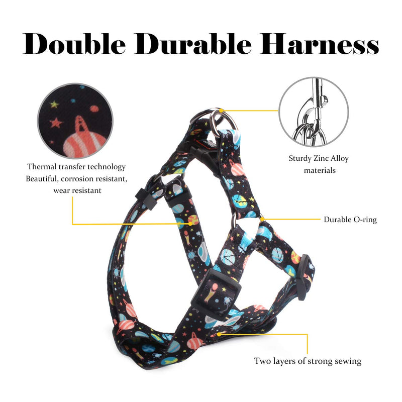 [Australia] - QQPETS Dog Harness Leash Set,Adjustable Vest Durable Heavy Duty Puppy Small Medium Large Dogs Perfect for Walking Running Training Starry Sky 
