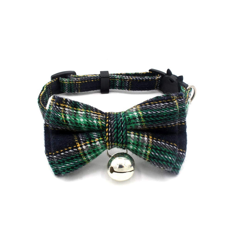 [Australia] - ChiChe Cat Collars Breakaway with Cute Bow Tie and Bell, Adjustable Plaid Patterns for Kitty and Some Puppies Black Red Yellow Green 