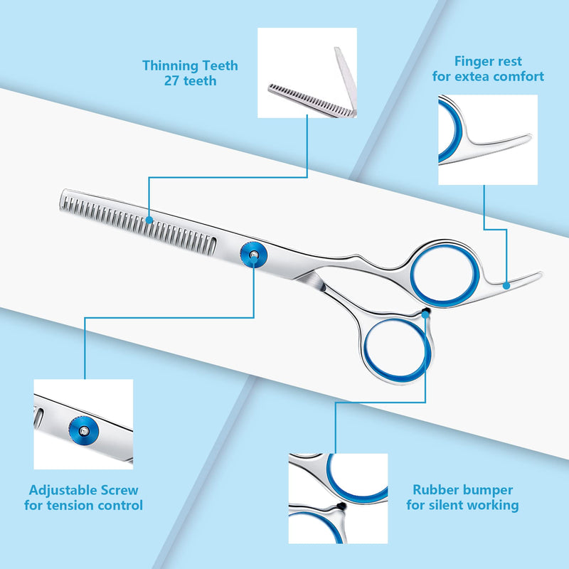 EVERESTA Dog Grooming Scissors with Safety Round Tips, Heavy Duty Titanium Pet Grooming Set, Professional Thinning Scissors, Straight Scissors with Comb for Dogs and Cats (3 Pack) Set of 3 - PawsPlanet Australia