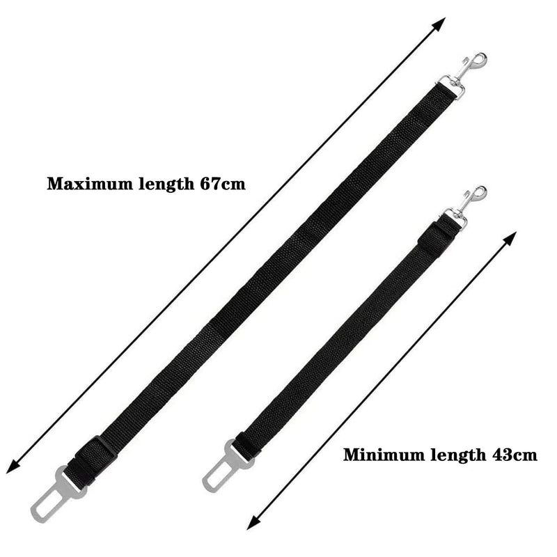 2 pieces dog seat belt car, BOOSHMall dog belt for the car, adjustable seat belt dog seat belt, with strong carabiners, for all dog breeds and car seat trunk, black - PawsPlanet Australia