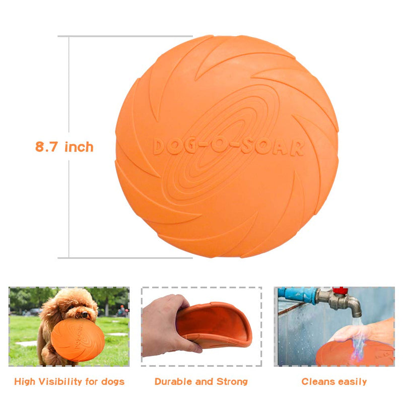 Dog Flying Disc Toy 8.7inches, Pet Training Rubber Interactive Toy, Floating Water Dog Toy for Medium, Large Dogs Outdoor Flight orange - PawsPlanet Australia