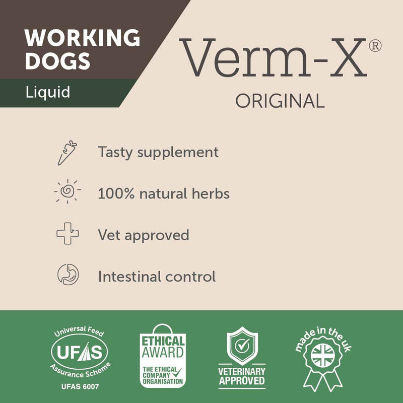 Verm-X All Natural Liquid Supplement for Dogs, Supports Intestinal Hygiene & Gut Vitality, Wormwood Free Recipe and Vet Approved - 250ml Suitable for all Dogs 250 ml (Pack of 1) - PawsPlanet Australia