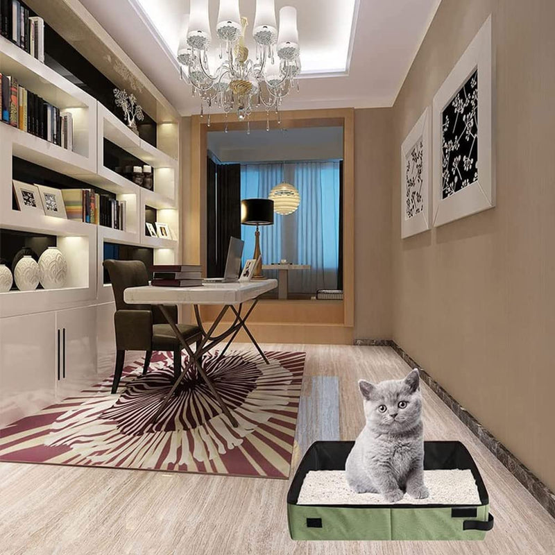 Lettiera Pieghevole, Grandi Lettiere per Gatti, Lettiere per Gatti Pieghevole, Cat Litter Box, Toilet Portatile per Gatti, per Viaggi All'aperto Con Animali Domestici (M) M Green - PawsPlanet Australia