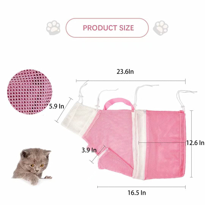 U/C Cat Bathing Bag, Cat Shower Net Bag, Cat Cleaning Shower Bag- Adjustable Anti-Bite and Anti-Scratch Restraint Cat Grooming Bag for Bathing, Nail Trimming, Ears Clean, Keep Pet Calm PIink - PawsPlanet Australia