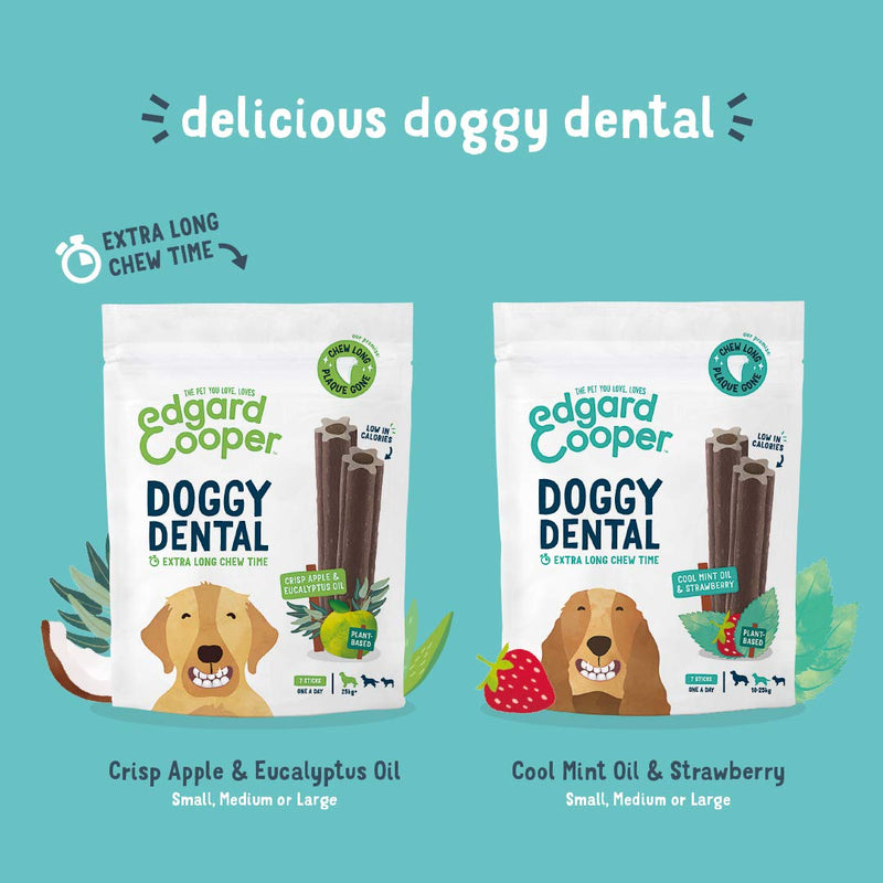 Edgard & Cooper Doggy Dental Sticks - 8 Packs of 7 Sticks, pink Apple and Eucalyptus Medium - PawsPlanet Australia