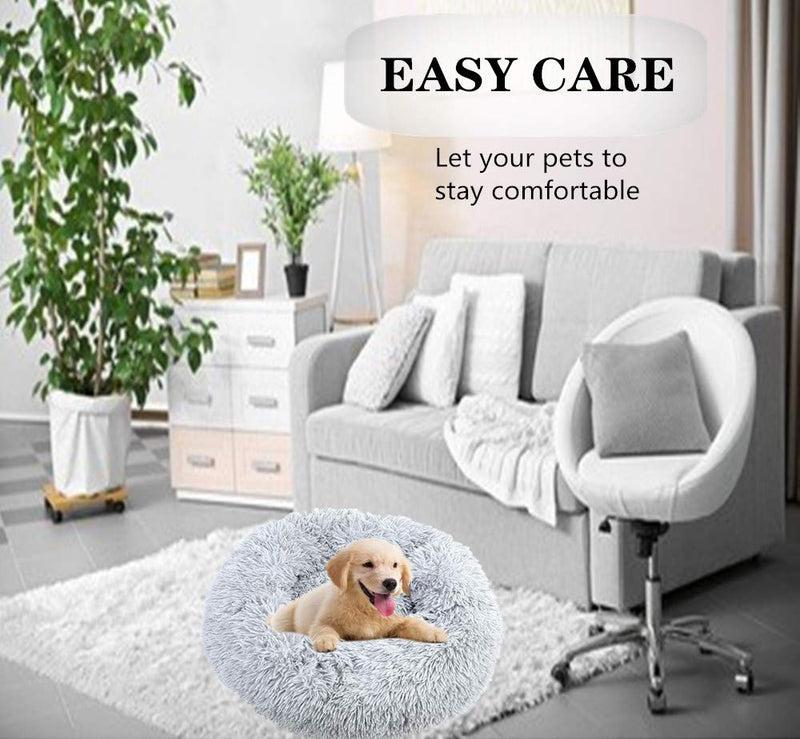 [Australia] - Aqueous Dogs Bed Calming Bed for Dogs Machine Washable, Waterproof Bottom Ultra Soft Washable Dog and Cat Cushion Bed Warming Cuddler Bed for Cats or Dogs Medium grey 