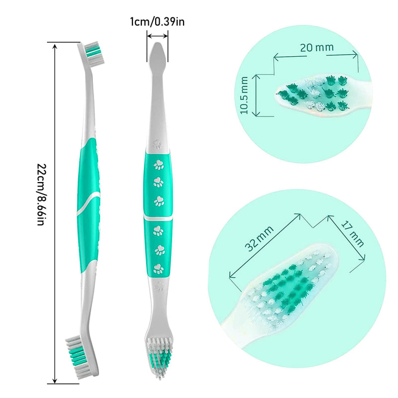 Toothbrush - dental care for dogs, dog toothbrush for dogs and cats, with special bristle cut for thorough and gentle cleaning, tartar for dogs, optimal dog dental care - 2 pieces Green Verde 1 piece (pack of 1) - PawsPlanet Australia