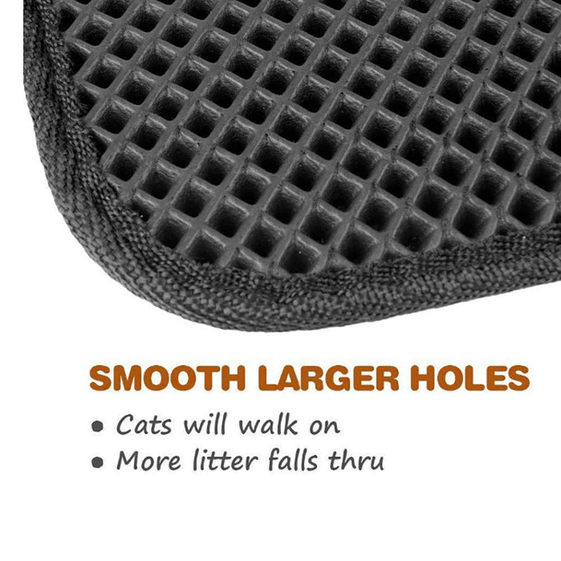 Queta Cat litter tray mat, two-layer foldable cat litter tray. It can effectively prevent the cat litter from being scattered on the floor. (Black 55 x 70 cm). - PawsPlanet Australia