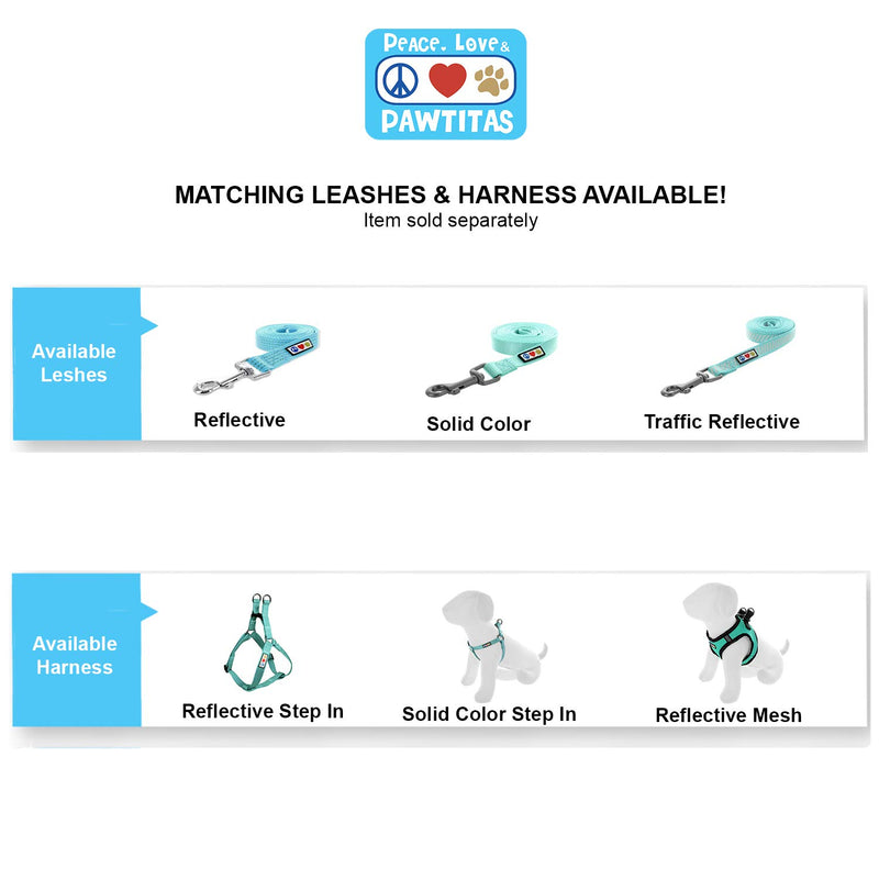 [Australia] - Pawtitas Pet Soft Adjustable Solid Color Nylon Puppy/Dog Collar Matching Leash and Harness Sold Separately Extra Small Teal 