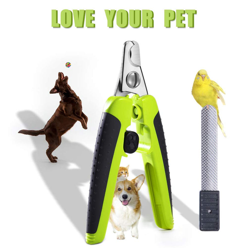 Pet Room Dog Nail Clippers with Safety Guard to Avoid Over-Cutting Nails, Professional Pet Nail Clippers -Ultra Sharp Blades- Sturdy Non Slip Handles- Free Claw Nail File & Storage Bag included Small/Medium Green - PawsPlanet Australia