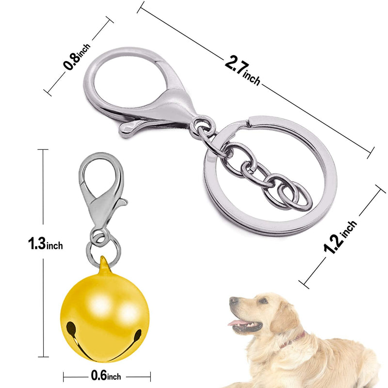 Aoche Pet Bells for Dog Cat Collar 6 Pack,Charm Pet Pendant Accessories with1 Pack Stainless Steel Keychain X-Small - PawsPlanet Australia