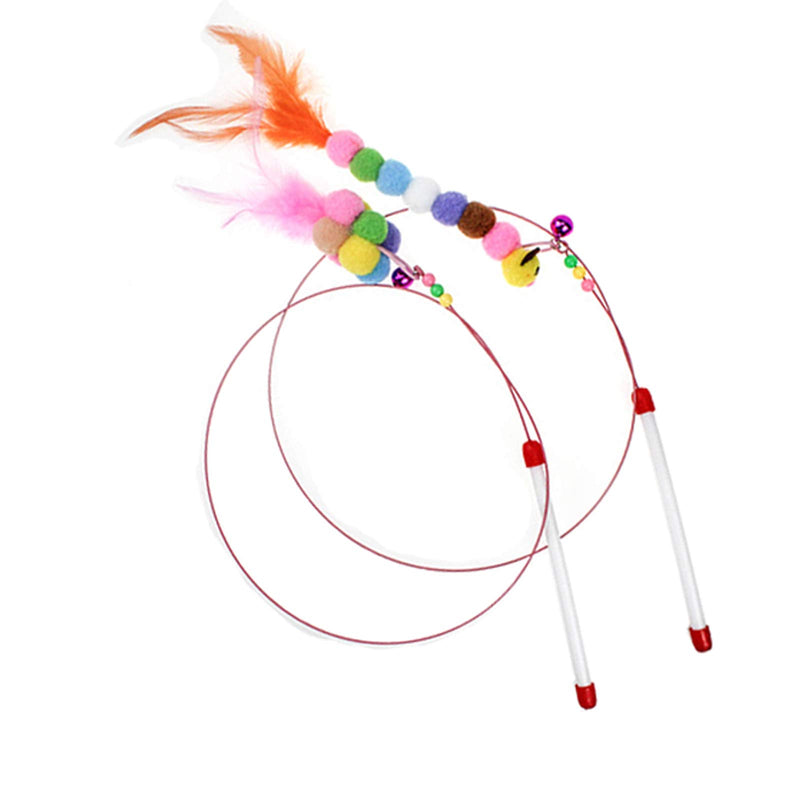 Interhomie 12Pcs Feather Cat Toys Colorful Feather Cat Teaser and Exerciser Cat Wand - PawsPlanet Australia