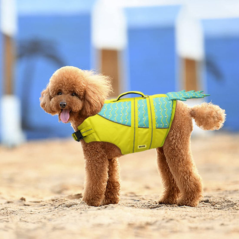 azuza Dog Life Jacket Safety Dog Life Vests for Swimming with Reflective Strips and Rescue Handle High Buoyancy Pet Swimsuit Lifesaver Coat for Medium and Large Dogs, Cute Pineapple Design Chest_size: 22"-28.35" - PawsPlanet Australia