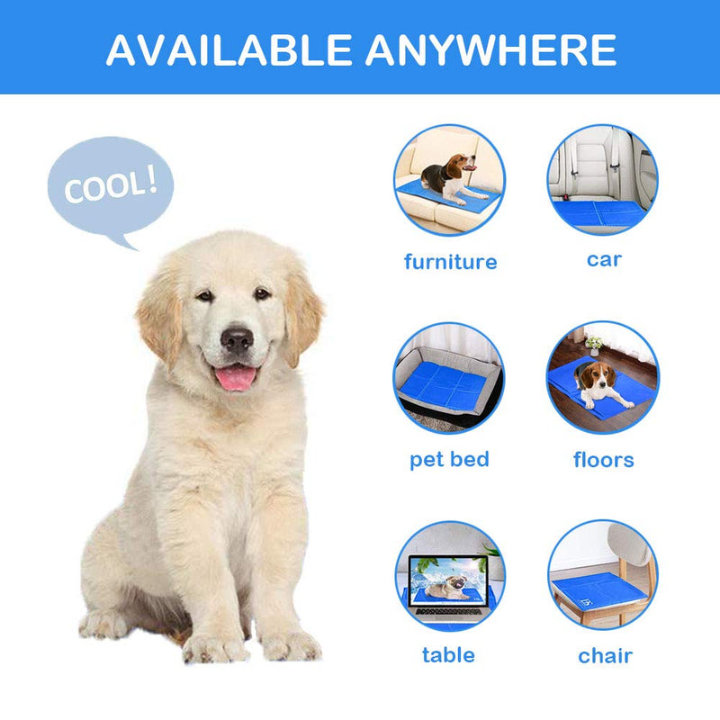Pejoye Dog Gel Cooling Mat Dog Gel Pad Multiple Function Cooling Pad Activated Gel Cooling Ice Mat Cooling Mat for Your Pets Stay Cool in This Summer L:(90cm*50cm) Blue - PawsPlanet Australia