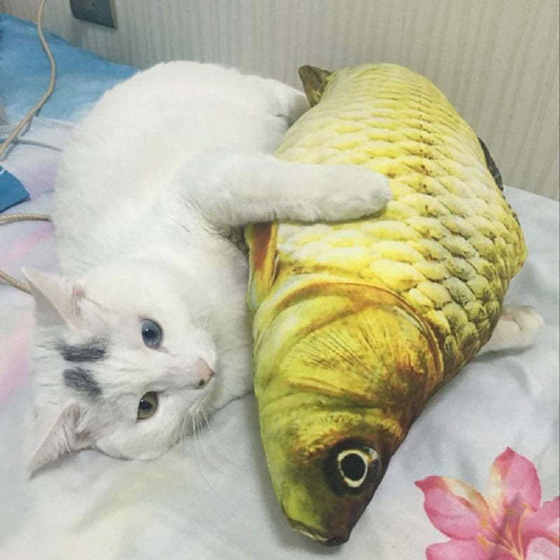 [Australia] - Catnip Toys for Cat/Kitty/Kitten,Fish Cat Toy Simulation Interactive Pets Pillow Yellow 7 inch 