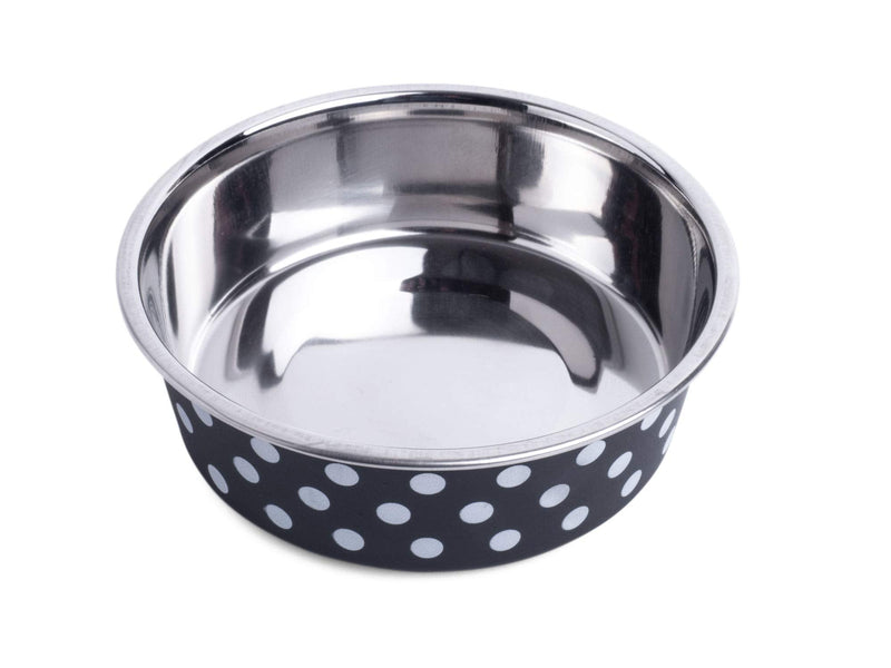 Petface Black and White Spots Deli Dog Bowl, 14 cm Black and White,14 cm - PawsPlanet Australia