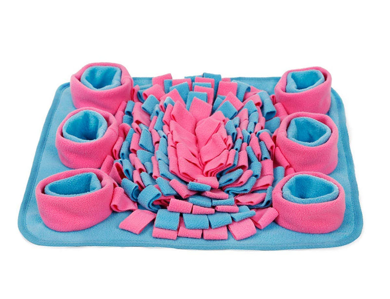 [Australia] - TabEnter Machine Washable Pet Snuffle Mat, Collect Play, Train Sniffing, Slow Feed Function in 1, for Dogs, Cats and Other Small and Medium Sized Pets (L: 17.7 in W: 17.7 in) (Blue and Pink) 