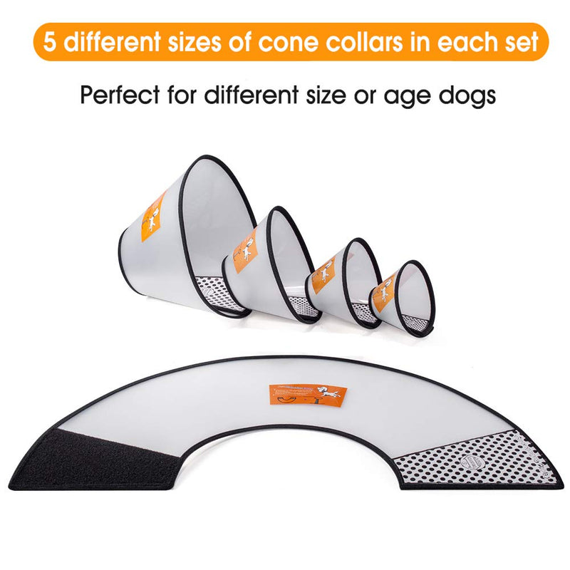 Fezep Dog Cone Collar, 5 PCS Adjustable Protective Collars for Pet Dog & Cat, Recovery E-Collar Anti-Bite Lick Wound Healing, Soft Edge Neck Cone for Small/Medium/Large Dog - PawsPlanet Australia