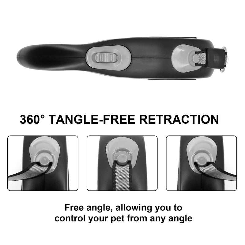 MoYouno 8M Long Retractable Dog Lead, Extendable Dog Lead, 8m, High-End Pet Lead Automatic Extendable Dog Training Lead up to 50kg for Small, Medium and Large Dogs (Grey) Purple - PawsPlanet Australia