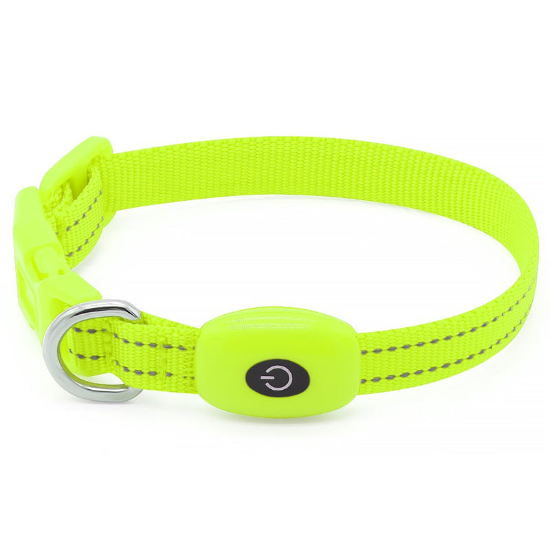 [Australia] - VIZPET LED Cat Dog Collar USB Rechargeable & XS Adjustable Size Nylon Collar Bright Safety Pet Collar for Small Cats & Dogs Green 