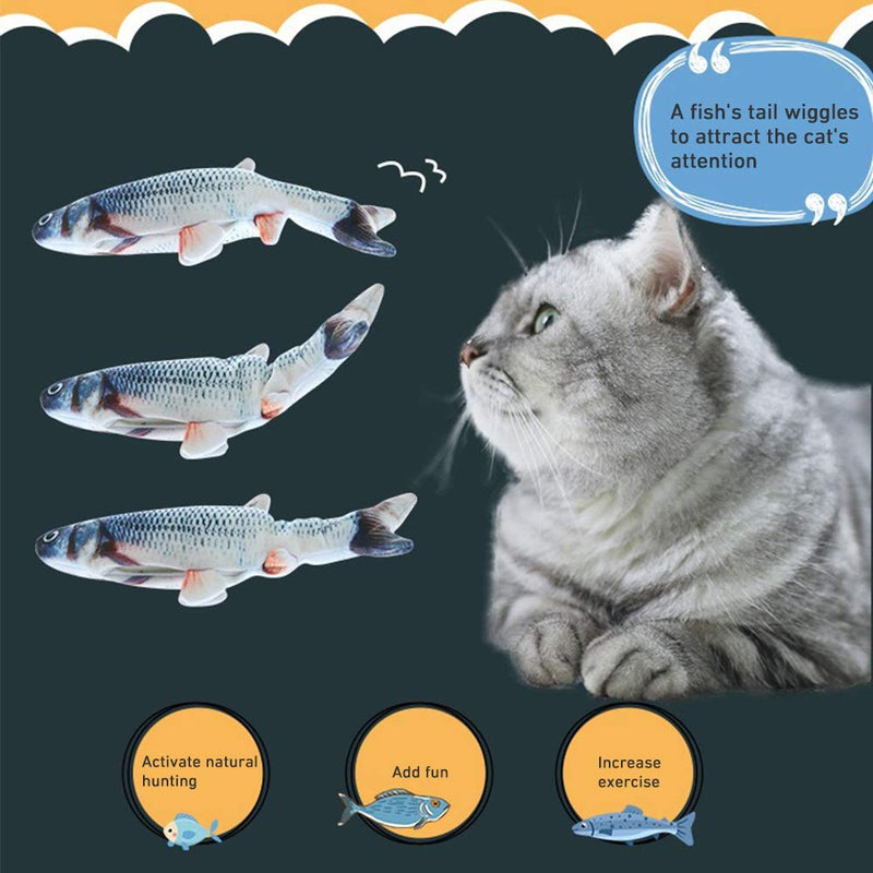 [Australia] - yingyi Cat Funny Kick Fish Interactive Toy,Electric Sensor Cat Wagging Fish Toy,Electric Doll Fish,Realistic Plush Flopping Fish Cat Toy,Cat/Kitty/Kitten Fish Flop Catnip Toys for Biting & Kicking A 