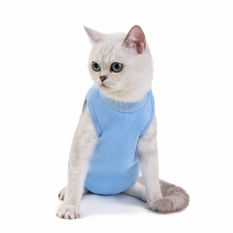 Komate Cat Surgical Professional Recovery Suit After Surgery Cotton Pet Kittens Physiological Clothes for Abdominal Wounds Skin Diseases E-Collar Alternative for Cats and Dogs (S, Blue) S - PawsPlanet Australia