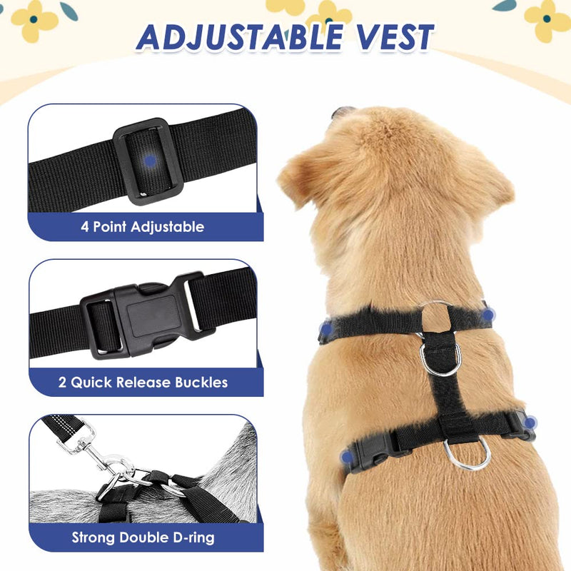 Eyein Dog Car Harness and Seatbelt Set, Adjustable Elastic Puppy Safety Seat belt & Breathable Padded Vest for Trip, New 2 in 1 Attachment Design for Seat Buckle / Latch Bar / Vehicle Trunk XS(Neck: 30.5-36cm, Chest: 41.5-46cm) Blue Floral - PawsPlanet Australia
