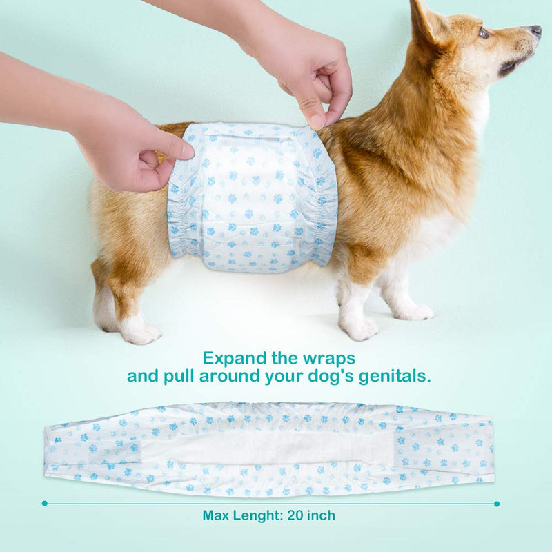 Flying Paws Disposable Dog Diapers Male Wraps - Super Absorbent Soft Male Dog Nappies for Male Dog Marking Issues, Urinary Incontinence(S-52PCS) S-52PCS - PawsPlanet Australia