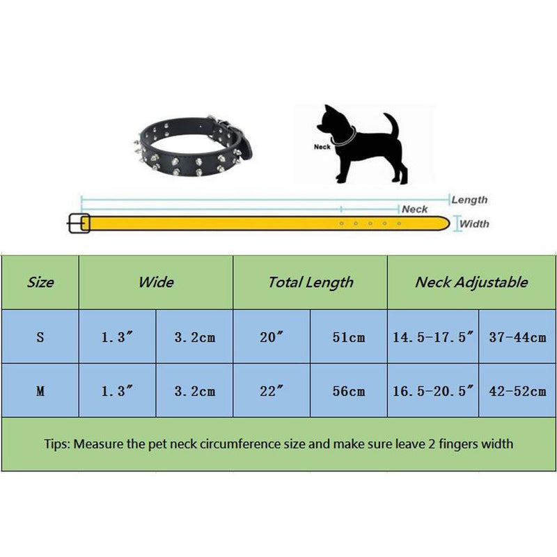 [Australia] - Avenpets Leather Dog Collar with Two Rows Nickel Plated Spikes for Training and Walking M:(neck 16.5-20.5") Brown 