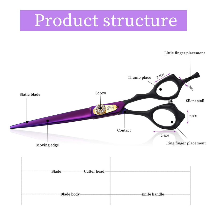 TIJERAS 7Inch Dog Grooming Scissor Curved Chunker Shears Pet Grooming Thinning Shear Straight Scissor Hair Cutting Tool for Pet Hair Trimming Japanese Steel Balde Scissor Professional Straight Scissors - PawsPlanet Australia