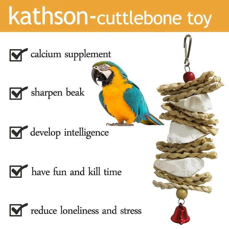 kathson Wood Bird Perch Wooden Parrot Stand Toy Parakeet Standing Platform Chew Toys Natural Cuttlebone Paw Grinding Stick Cockatiels Cage Accessories Exercise Toy for Conures Budgies Lovebirds 5PCS - PawsPlanet Australia