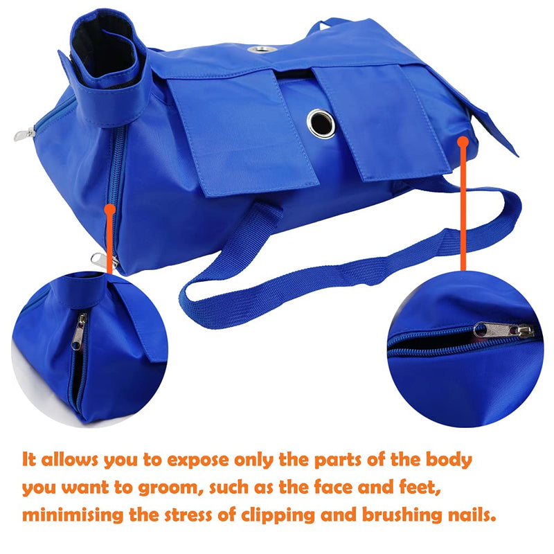 Kukaster Pet Cat’s Restraint Bag for Claw Care Nail Trimming Anti-Scratching Grooming Bag for Cats Medical Examination S blue - PawsPlanet Australia