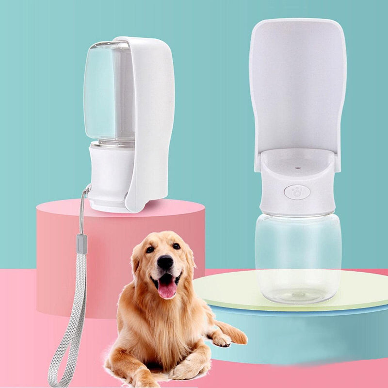 Dog Water Bottle Leak-Proof Portable Dog Water Dispenser Travel Pet Water Bottle Foldable Suitable Pets Outdoor Walks Hiking Travel Food-Grade Plastic (White) White - PawsPlanet Australia