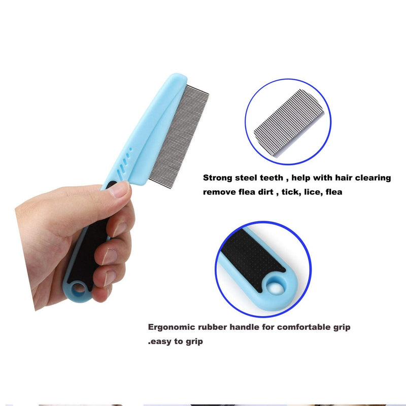 weback Flea Comb for Dogs, Lice Combs,Tick Comb, Cat flea Combs with Durable Teeth for Removing Tear Stains, Fleas, Dandruff, Lice 6PCS-RED-BLUE - PawsPlanet Australia
