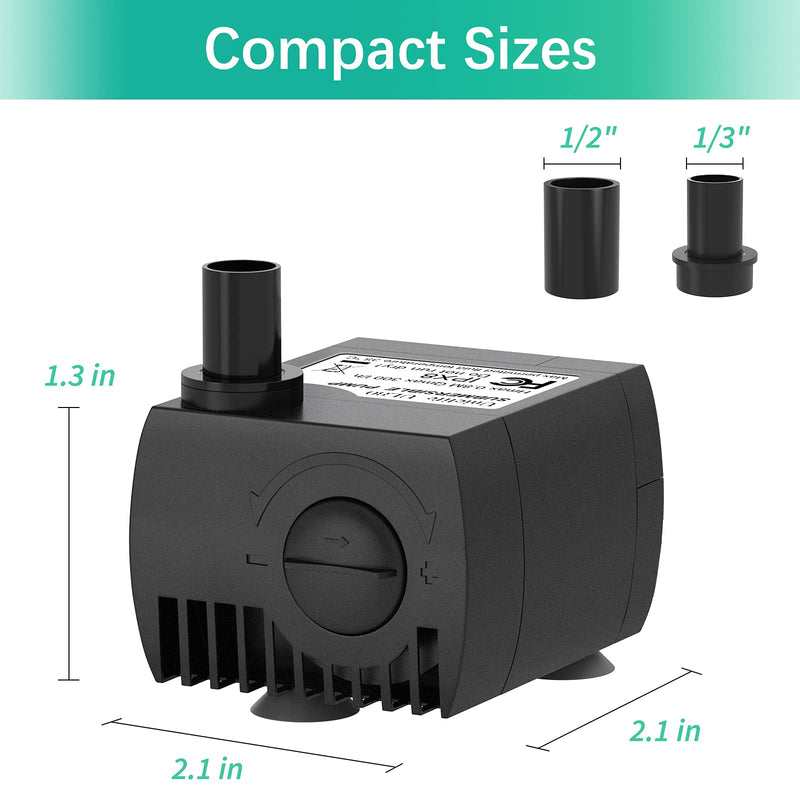 Uniclife 80 GPH Submersible Water Pump for Fountain Aquarium Small Pond Fish Tank and Bucket up to 50 Gallon - PawsPlanet Australia