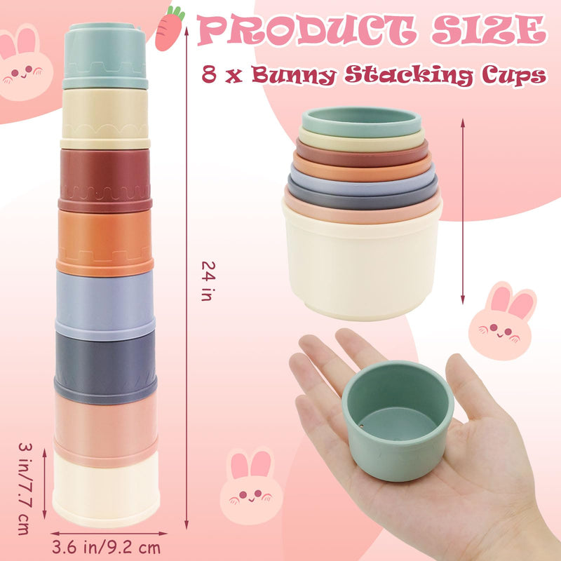 TiciKim Pack of 8 stacking cups for rabbits, multi-coloured rabbit toy, stackable rabbit food toy, feed dispenser for rabbits, bunny nesting toy for small animals, rabbits, hamsters and more - PawsPlanet Australia