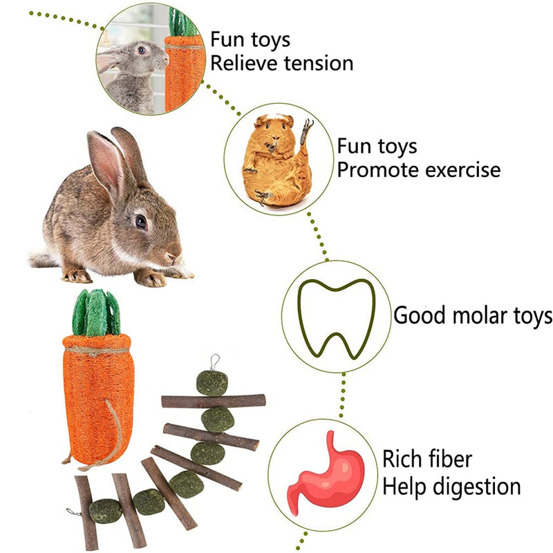 iBoBoy Rabbit Chew Toys Bunny Toys Guinea Pigs Chew Treat Play Balls Rolling Molar Toys Cage Entertainment Accessories for Hamsters Rat Chinchilla Gerbils with Loofa Carrot Toy - PawsPlanet Australia