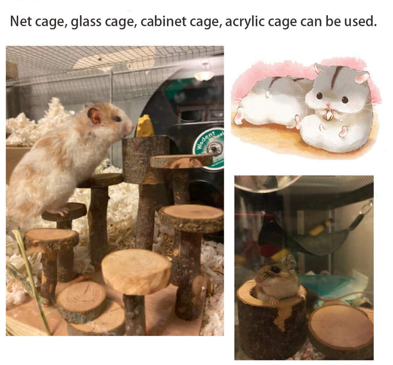 [Australia] - ELEpure Hamster Wooden Playground with Platform/Bridge/Feeder/Ladder, Pet Natural Hideout and Climbing Chewing Toys for Small Animals Sugar Glider Chinchilla Rat S 