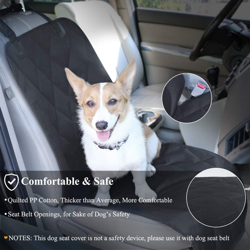 VIVAGLORY Dog Front Seat Cover with No-Skirt Design, 4 Layers Quilted & Durable 600D Oxford Seat Protector Against Fur & Dirt,Dog Car Seat Cover with Anti-Slip Backing for Most Cars, SUVs & MPVs,Black Standard (width 20") Black - PawsPlanet Australia