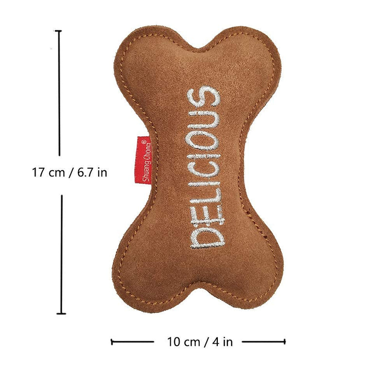 Leather Bone Dog Toys for Puppy Teething,Interactive Stuffed Toys for Boredom,Durable Pet Squeaky Chew Toys for Puppy,Small,Medium Breed - PawsPlanet Australia