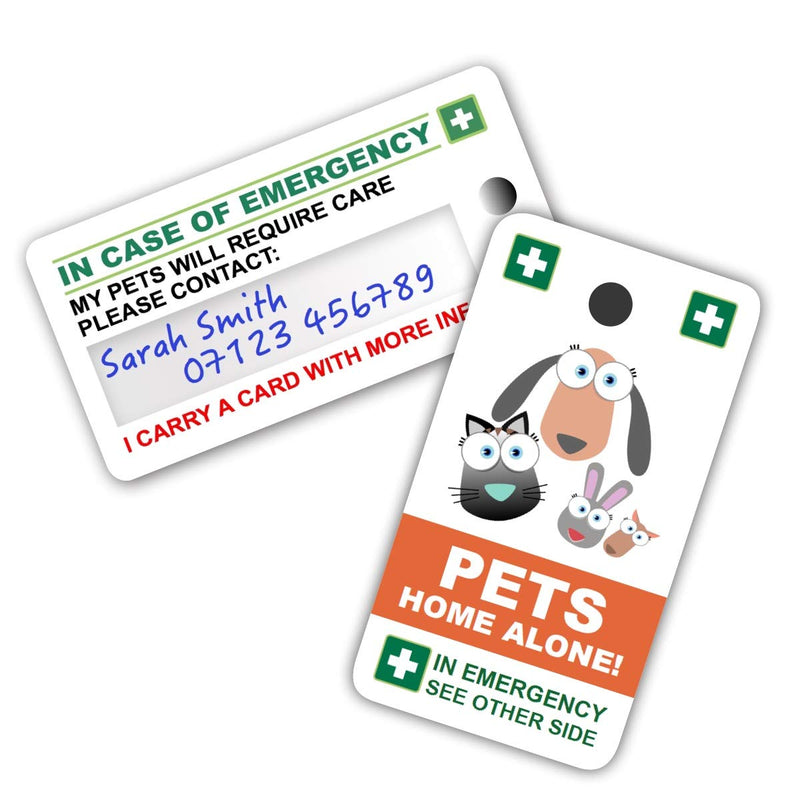 ICECARD PET Home Alone PREMIUM Card Pack - Wallet size card with WRITABLE reverse for Contact Details of Friends, Family or Neighbours who will look after you pets if you are ill or injured - PawsPlanet Australia