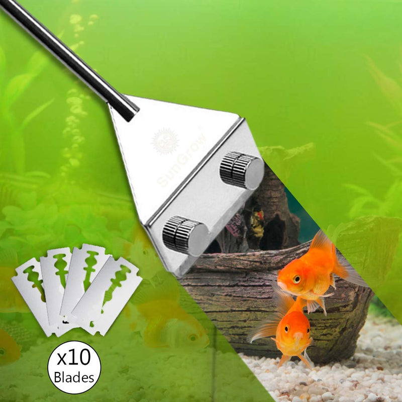 Sungrow Aquarium Glass scrubber, Long Handheld Tool Reduces Scrubbing Time to Half, Keep Hands Dry, Removes Thickest Residue, Frequent Tank Maintenance - PawsPlanet Australia