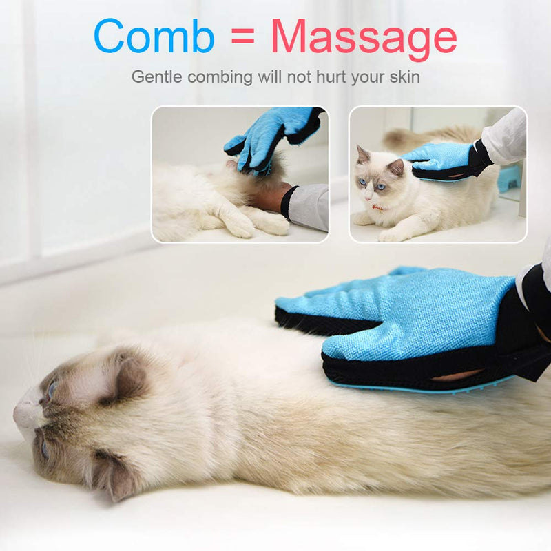 Pet Hair Remover Glove Pet Grooming Brush Glove Set, Premium Deshedding glove for easy, Massage Mitt with Enhanced Five Finger Design, Perfect for Dogs Cats with Long Short Fur (One Pair) - PawsPlanet Australia