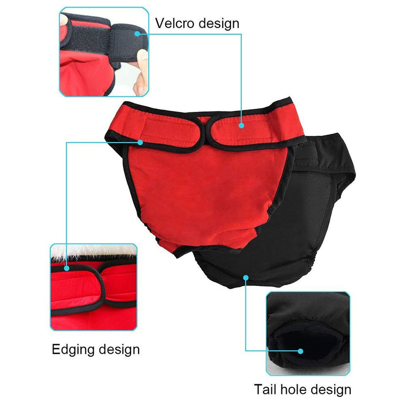 [Australia] - NACOCO 2 Pack Female Dog Diapers for Small Medium and Large Dogs, Adjustable and Leakproof Doggie Sanitary Panties, The Harassment of Pants and Safety Pants, Black&Red (XL) XL 