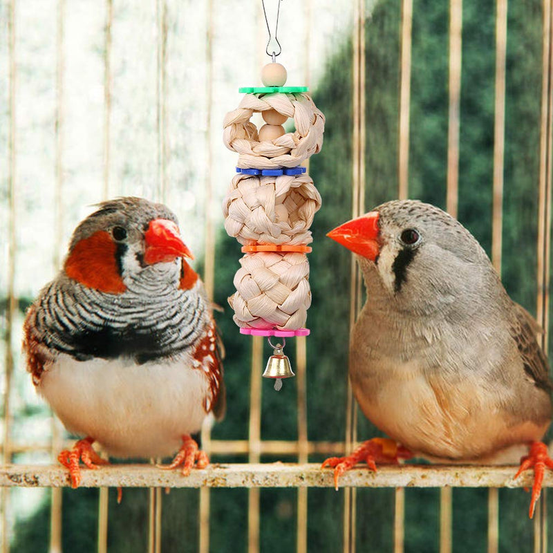 Kuoser 8 Pack Bird Toys, Parrot Chewing Toys Cage hanging Swing with Bells, Pet Wooden Perch Hammock for Budgies Parakeets Conures Love Birds Cockatiel Finches - PawsPlanet Australia